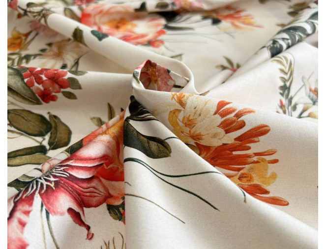 Medvilninis audinys su elastanu Gėlės gelsvame pristatymas per 1-4 d.d.