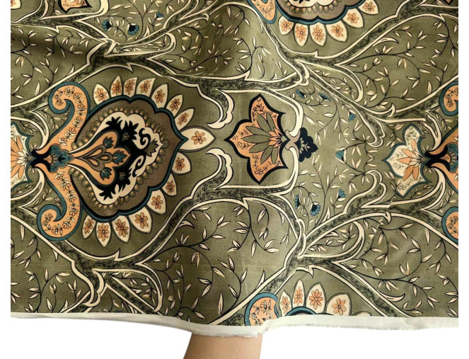 Cotton fabric with elastane Patterns khaki pigiau