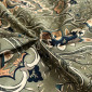 Cotton fabric with elastane Patterns khaki pristatymas per 1-4 d.d.