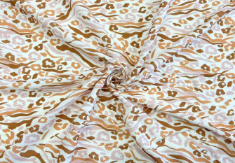 Viscose fabric Coloured leopard print in white
