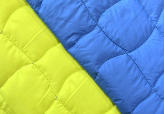 Reversible jacket fabric Blue/salmon