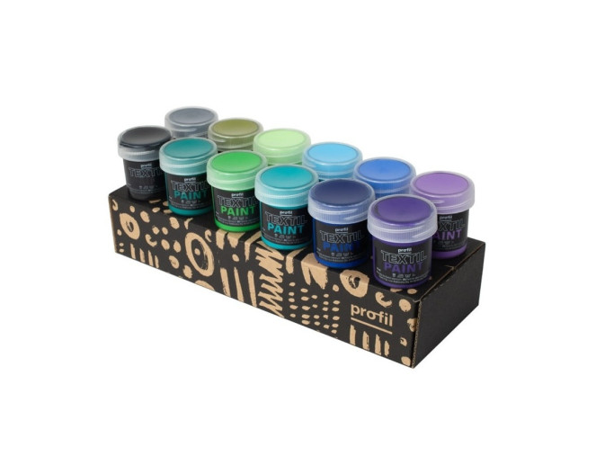 Audinių dažai Profil Tamsiems audiniams 12 spalvų x 25ml Šalti atspalviai
