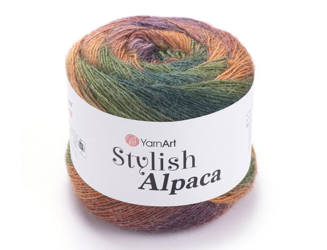 YarnArt Stylish Alpaca 7710 Oranžinė/žalia