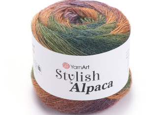 YarnArt Stylish Alpaca 7710 Oranžinė/žalia
