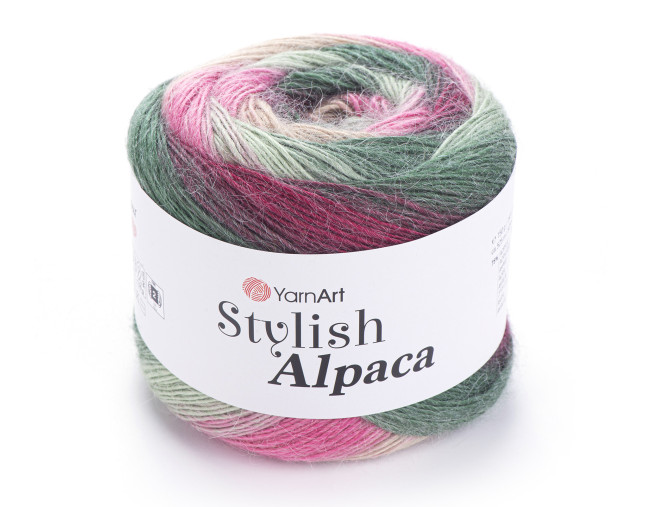 YarnArt Stylish Alpaca 7706 Žalia/rožinė