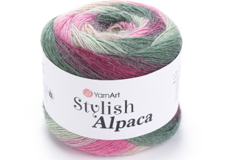 YarnArt Stylish Alpaca 7706 Žalia/rožinė