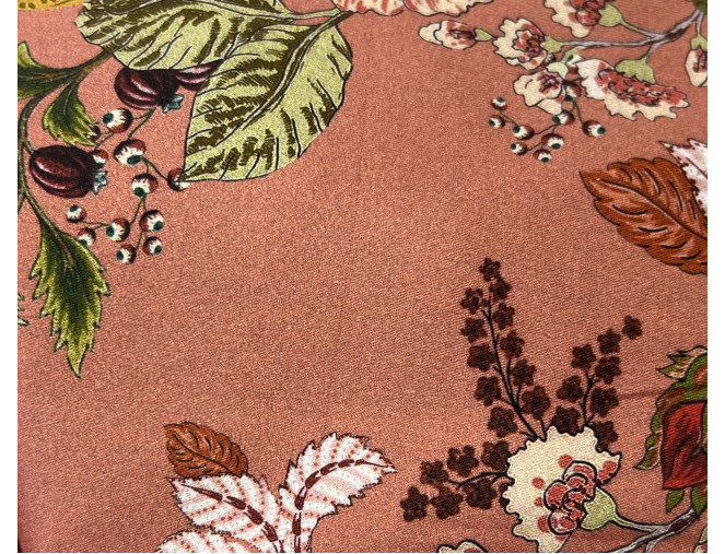 Medvilninis audinys su elastanu Gėlės persikiniame BROKUOTAS skubus pristatymas