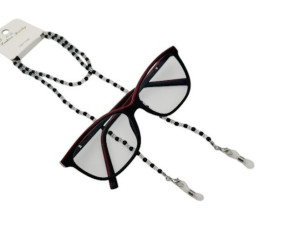 Akinių laikiklis - grandinėlė Juoda skaidri