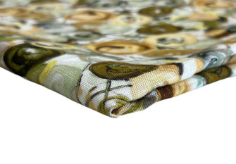 Linen with viscose Brown flowers