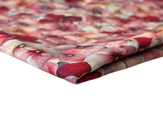 Linen with viscose Pink flower blossoms