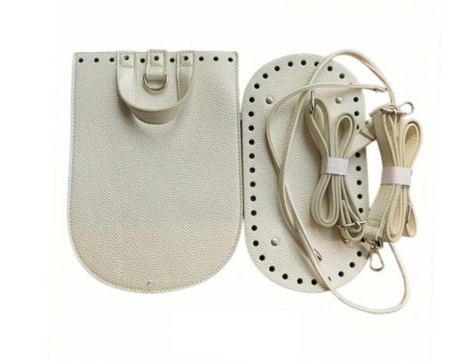 Faux leather handbag base set 9 pieces Cream