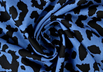 Plonas džinsinis audinys Leopardo raštai mėlyname