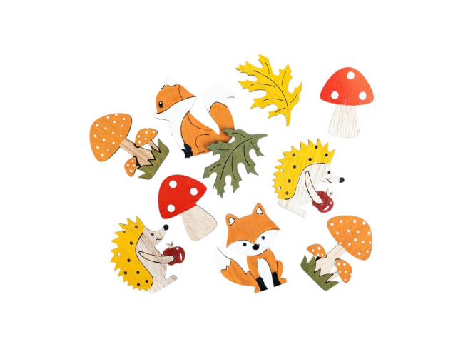 Wooden stickers Forest 10pcs