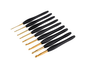 Auksiniai aliuminiai vąšeliai su gumine rankenėle KnitPro