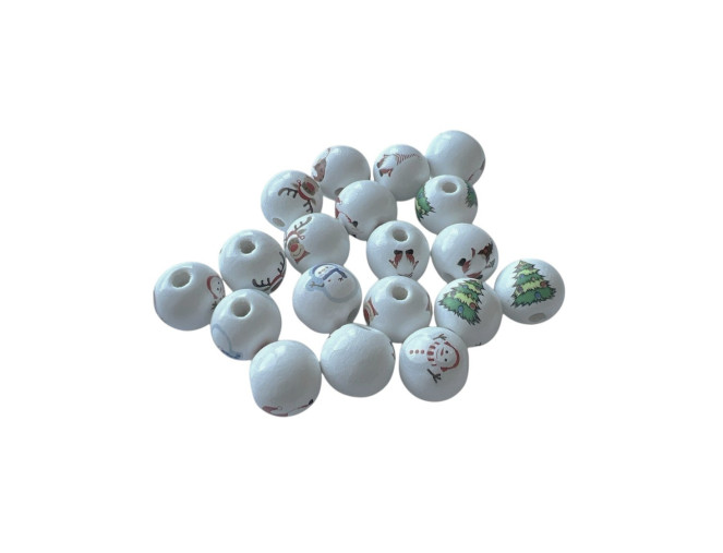 Wooden beads Christmas 16mm 20pcs