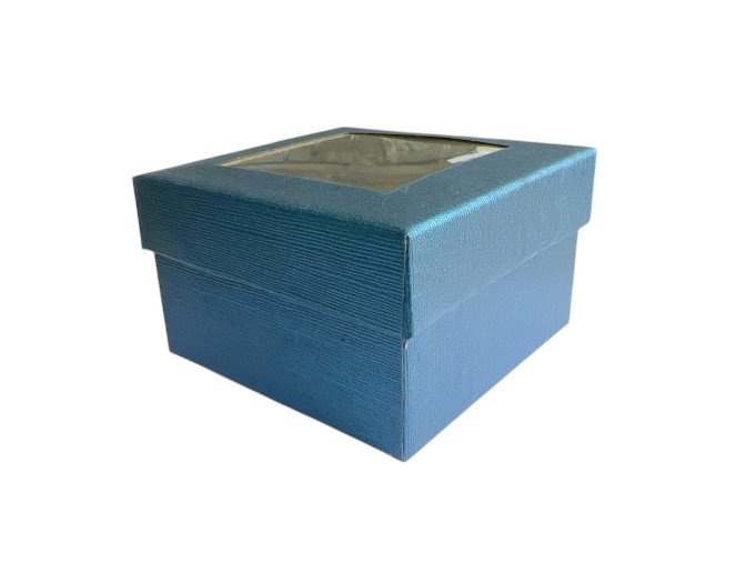 Dovanų dėžutė su langeliu dviejų dalių 85x85x50mm Mėlyna pigiau