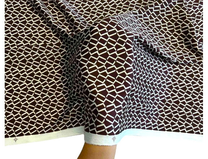 Armani šilkas Balti raštai rudame pigiau