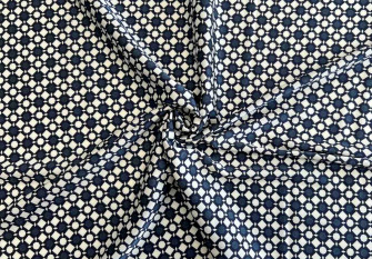 Armani silk Navy blue patterns in white