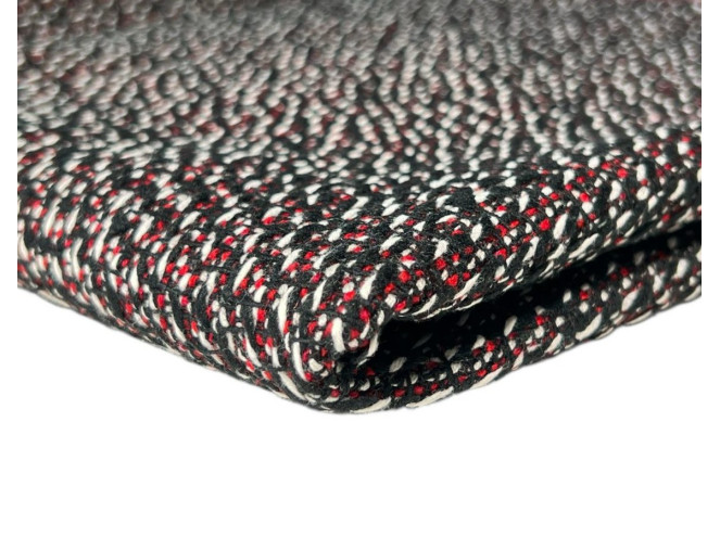 Vilnonis tvido audinys Juodas/raudonas