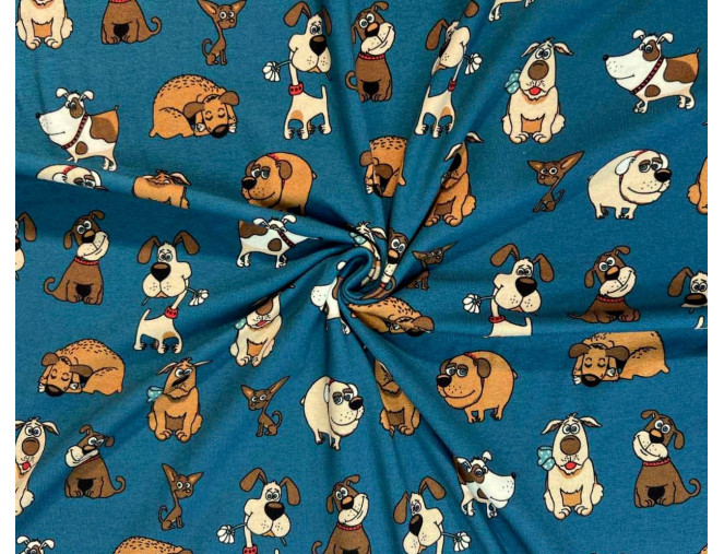 Cotton jersey Puppies in electric