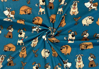 Cotton jersey Puppies in electric