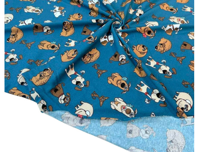 Cotton jersey Puppies in electric pigiau