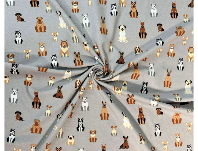 Cotton jersey Puppies in grey