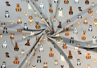 Cotton jersey Puppies in grey