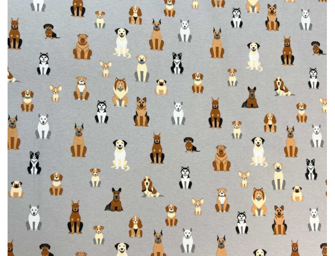 Cotton jersey Puppies in grey internetu