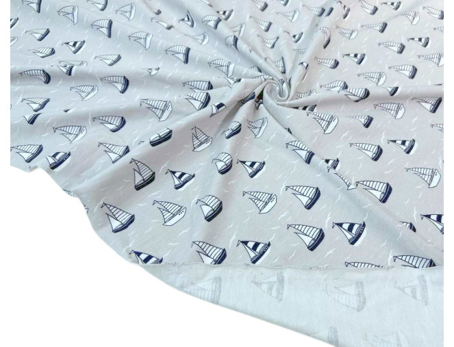 Cotton jersey Ships in grey pigiau