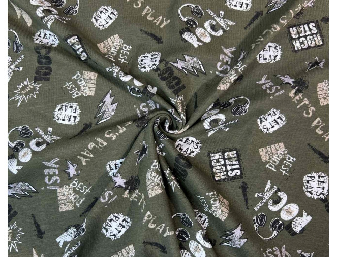 Cotton jersey with khaki lettering