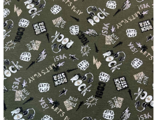Cotton jersey with khaki lettering internetu