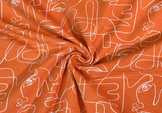 Medvilninis trikotažas (jersey) Veidai oranžiniame