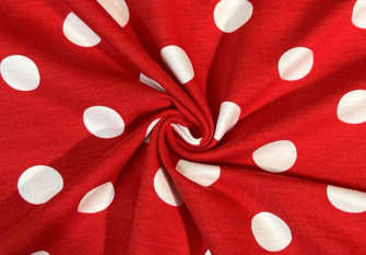 Cotton jersey White bubbles in red