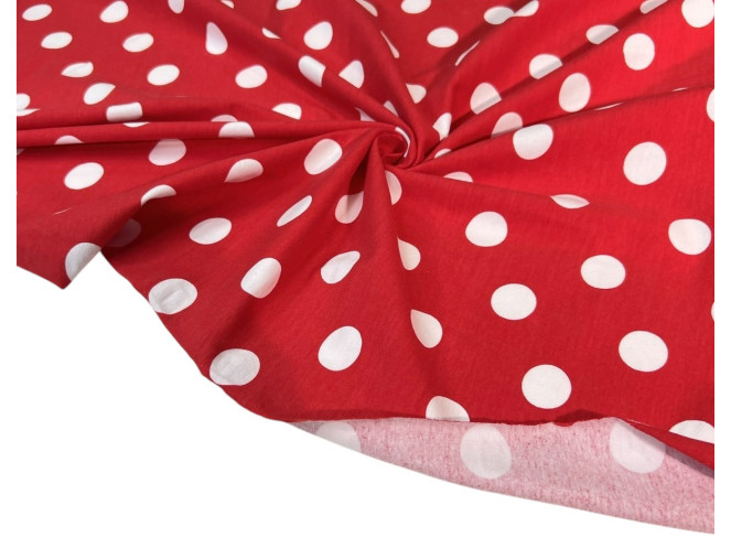 Medvilninis trikotažas (jersey) Balti burbulai raudoname pigiau