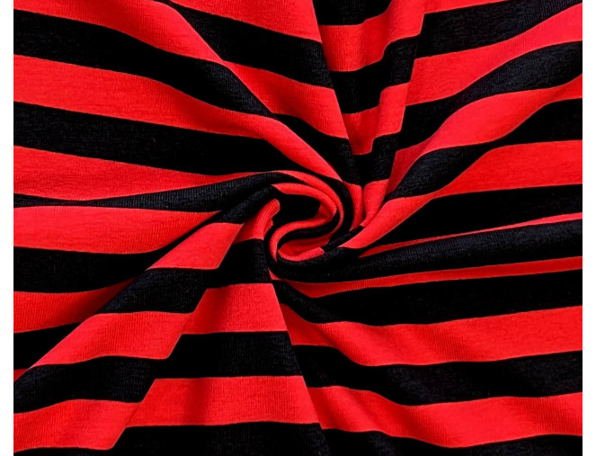 Cotton jersey Red and black stripes