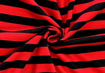 Cotton jersey Red and black stripes