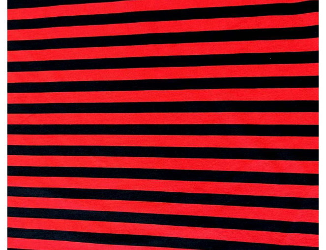 Cotton jersey Red and black stripes internetu