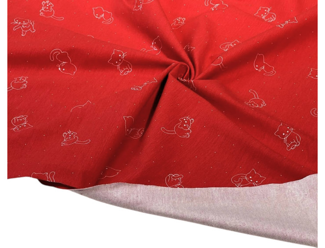 Cotton jersey Kittens in red pigiau