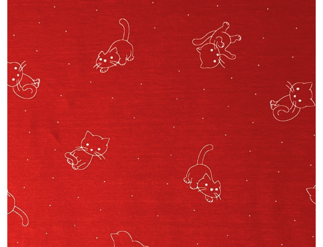 Cotton jersey Kittens in red internetu