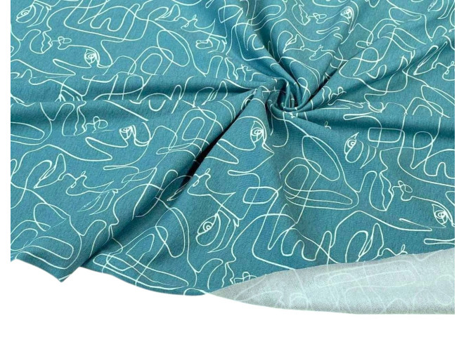 Cotton jersey Forms in blue pigiau