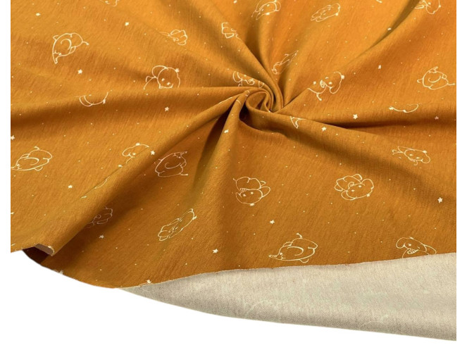 Cotton jersey Elephants in orange pigiau