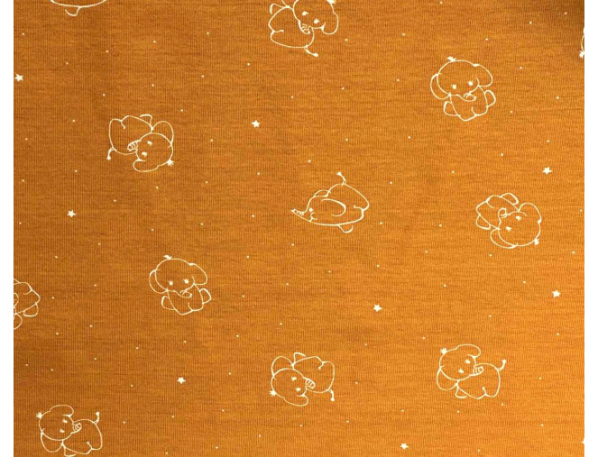 Cotton jersey Elephants in orange internetu