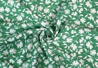 Viscose fabric White flowers in green
