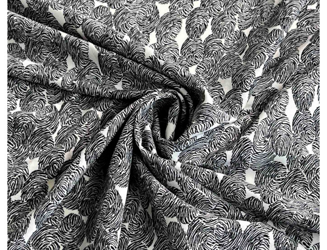 Dress fabric Black patterns in white