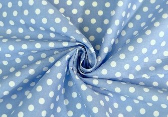 Cotton fabric White bubbles in light blue