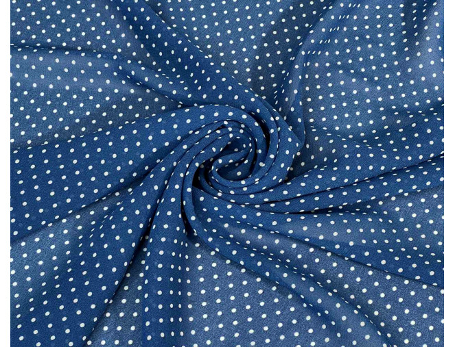 Chiffon White dots in blue
