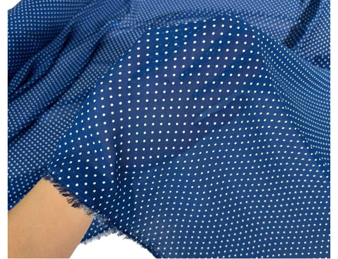 Chiffon White dots in blue pigiau
