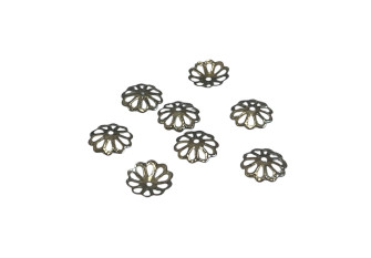 Intarpas Gėlė 9mm 20vnt Tamsinto nikelio