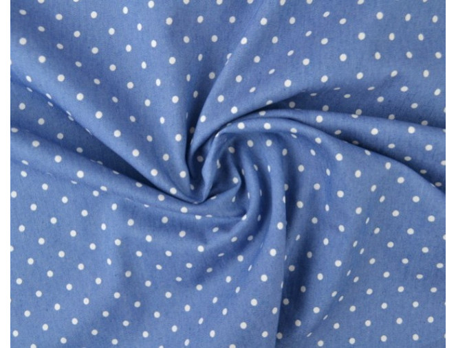 Thin denim White polka dots in light blue